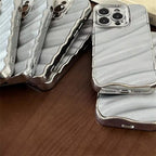 Protective Apple iPhone Back Cover - Silver 3D Textured New Wavy iPhone Soft Silicone Case - Style 4