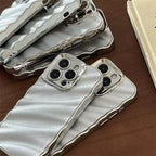 Protective Apple iPhone Back Cover - Silver 3D Textured New Wavy iPhone Soft Silicone Case
