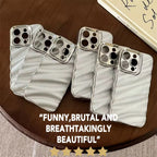 Protective Apple iPhone Back Cover - Silver 3D Textured New Wavy iPhone Soft Silicone Case - Style 3