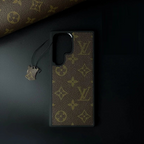 Samsung Galaxy S24 Ultra Louis Vuitton LV Leather Case - Brown Mobile Case by CoverMeUp