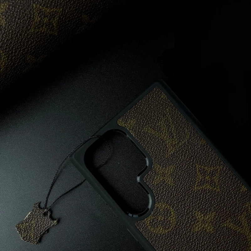 Samsung Galaxy S24 Ultra Louis Vuitton LV Leather Case - Brown Mobile Case by CoverMeUp - Style 2