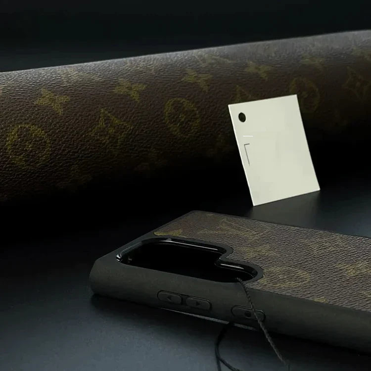 Samsung Galaxy S24 Ultra Louis Vuitton LV Leather Case - Brown Mobile Case by CoverMeUp - Style 3