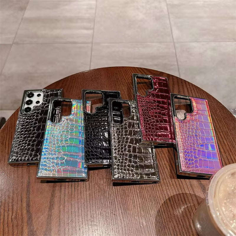 Samsung Premium Leather Electroplated Glossy Crocodile Texture Pre-Order Silicone Case Mobile Case by CoverMeUp
