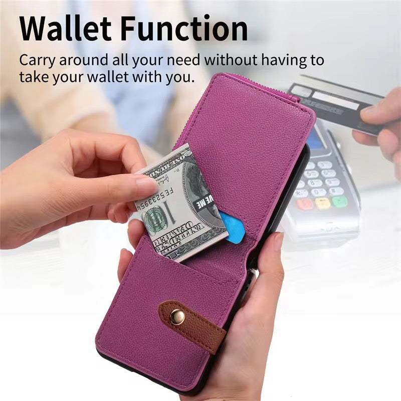 Premium Leather Wallet Pre-Order Samsung Z Flip Case With Ring Holder Mobile Case by CoverMeUp - Style 3