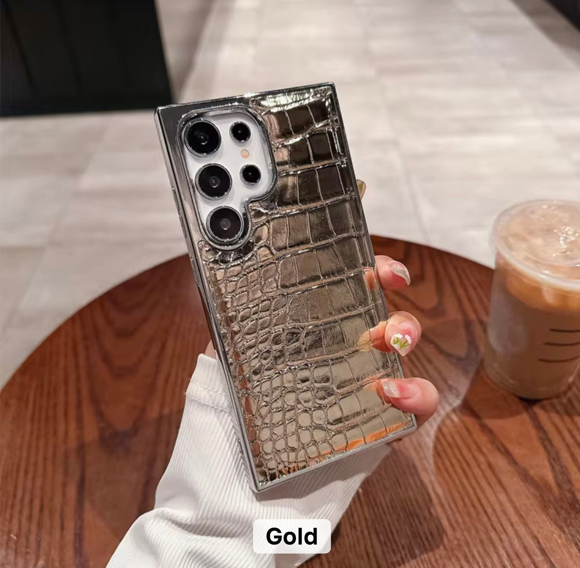 Samsung Premium Leather Electroplated Glossy Crocodile Texture Pre-Order Silicone Case Mobile Case by CoverMeUp - Style 5