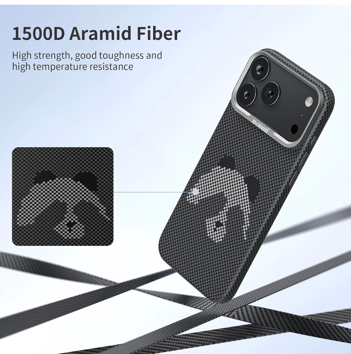 Memumi Ultra-Thin Aramid Fibre Magnetic Case Compatible with Mag-Safe, Military-Grade Drop Protection, Slim & Durable Protective Cover for iPhone 17 Pro Max (Panda)