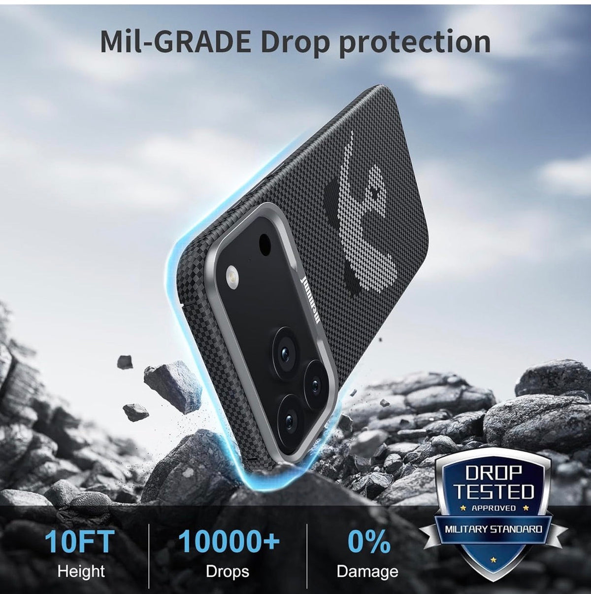 Memumi Ultra-Thin Aramid Fibre Magnetic Case Compatible with Mag-Safe, Military-Grade Drop Protection, Slim & Durable Protective Cover for iPhone 17 Pro Max / 18 Pro Max (Panda)