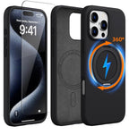 Protective Apple iPhone Back Cover - X Level 360 Rotatable Magsafe Kickstand Fluid Silicon Case for iPhone 16 Pro Max (Black)