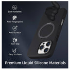 X Level 360 Rotatable Magsafe Kickstand Fluid Silicon Case for iPhone 16 Pro Max (Black)