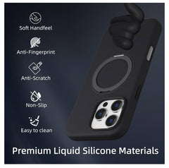X Level 360 Rotatable Magsafe Kickstand Fluid Silicon Case for iPhone 16 Pro (Black)
