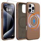 Protective Apple iPhone Back Cover - X Level 360 Rotatable Magsafe Kickstand Fluid Silicon Case for iPhone 16 Pro Max (Desert Titanium)