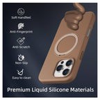 Protective Apple iPhone Back Cover - X Level 360 Rotatable Magsafe Kickstand Fluid Silicon Case for iPhone 16 Pro Max (Desert Titanium) - Style 2