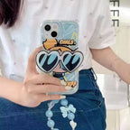 Protective Apple iPhone Back Cover - Powerpuff Girls With Sunglasses Bracket Phone Holders iPhone Soft Case - Style 2