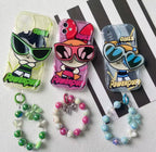 Protective Apple iPhone Back Cover - Powerpuff Girls With Sunglasses Bracket Phone Holders iPhone Soft Case - Style 4