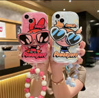 Protective Apple iPhone Back Cover - Powerpuff Girls With Sunglasses Bracket & Lanyard Phone Holders iPhone Soft Case