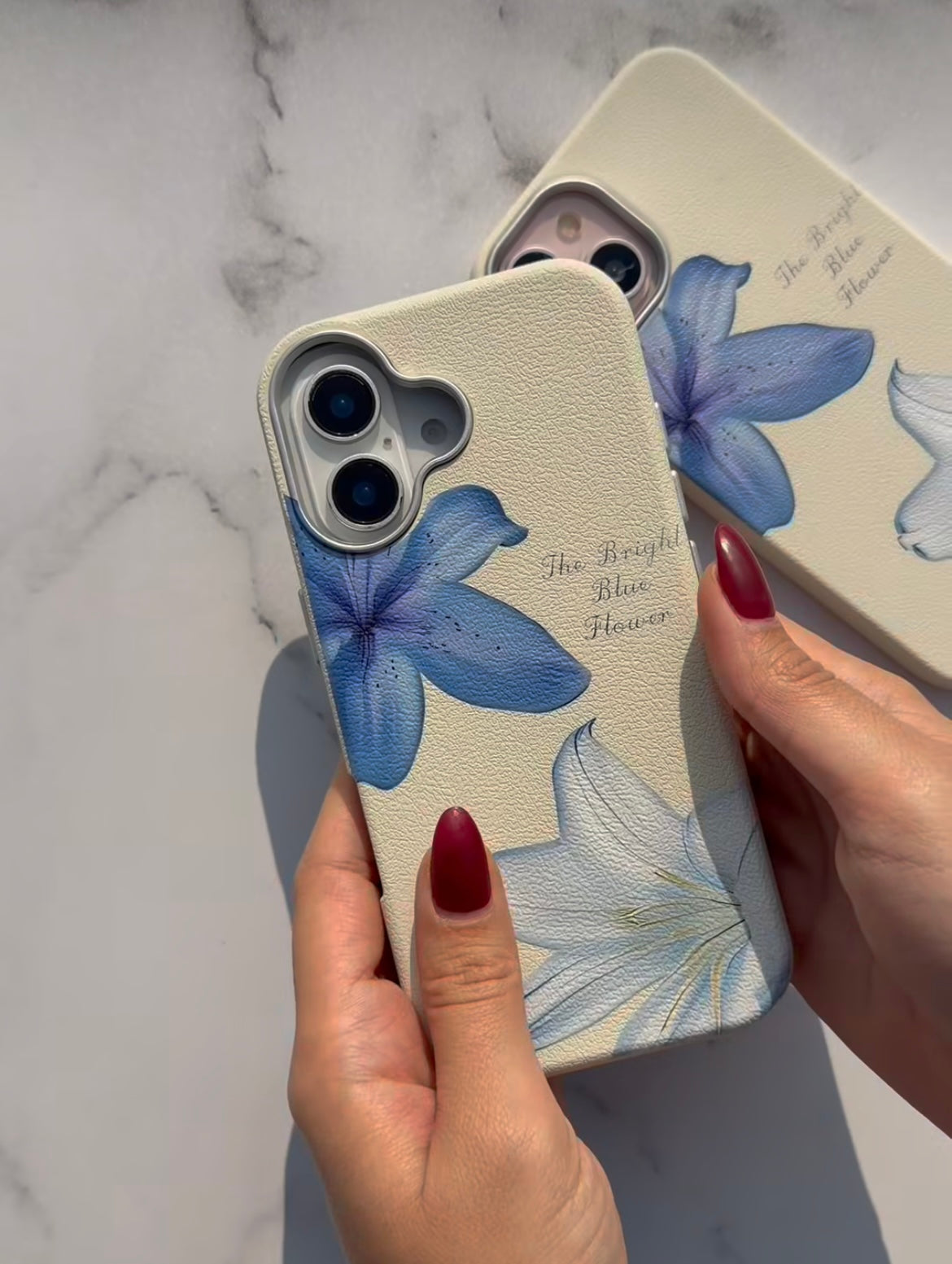 Protective Apple iPhone Back Cover - Cute Blue Flower Floral iPhone White Silicone Rubber Case - Style 6