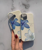 Protective Apple iPhone Back Cover - Cute Blue Flower Floral iPhone White Silicone Rubber Case - Style 8
