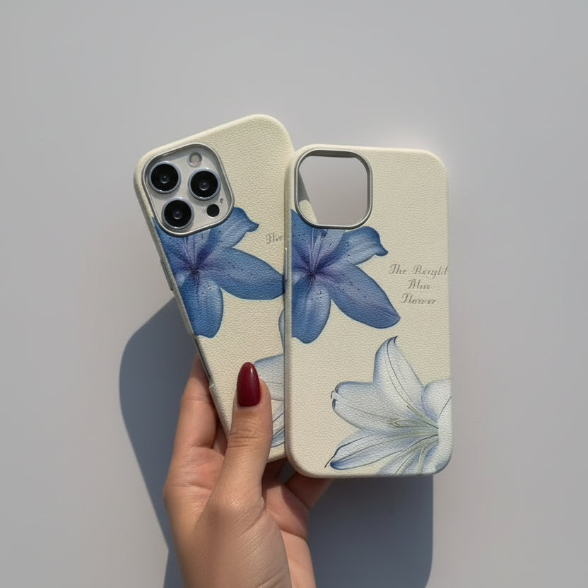 Protective Apple iPhone Back Cover - Cute Blue Flower Floral iPhone White Silicone Rubber Case