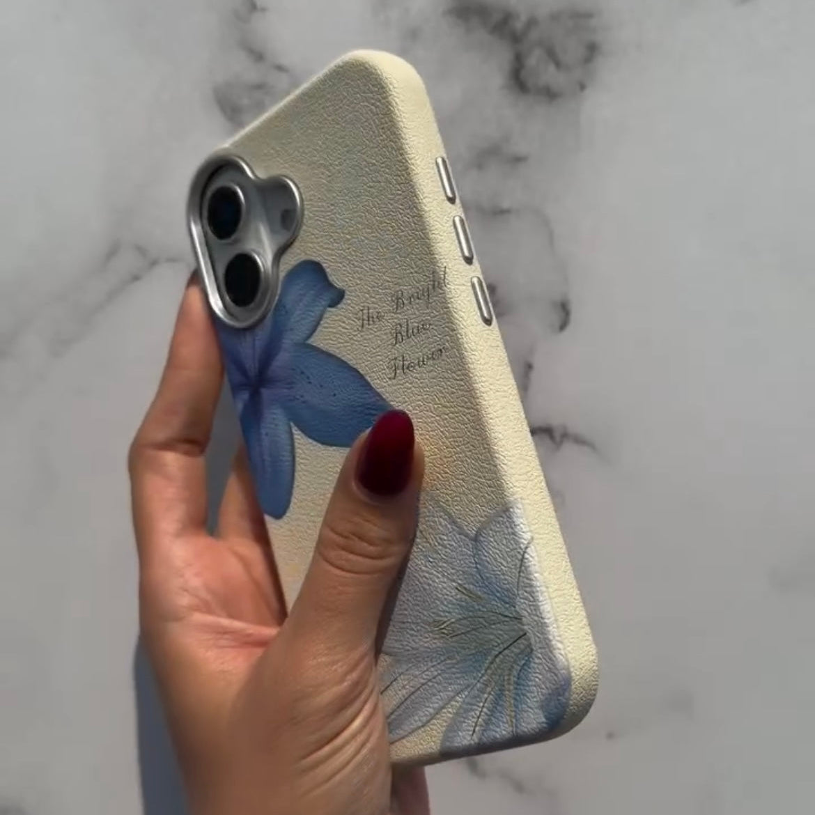 Protective Apple iPhone Back Cover - Cute Blue Flower Floral iPhone White Silicone Rubber Case - Style 3