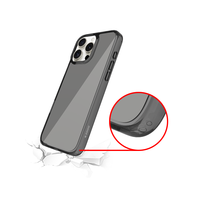 Protective Apple iPhone Back Cover - KZDOO Ultra Clear Transparent Case for iPhone 16 Pro (Smoke Grey) - Style 3