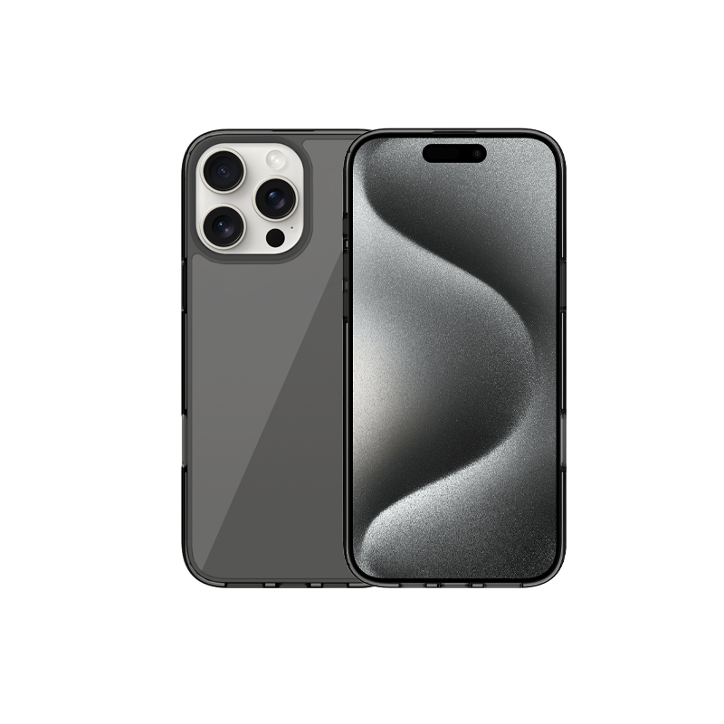 Protective Apple iPhone Back Cover - KZDOO Ultra Clear Transparent Case for iPhone 16 Pro (Smoke Grey) - Style 2
