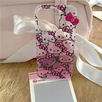 Protective Apple iPhone Back Cover - Hello Kitty 3D Pink Bow Laser Dual Shaded iPhone Case - Style 2