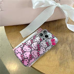 Protective Apple iPhone Back Cover - Hello Kitty 3D Pink Bow Laser Dual Shaded iPhone Case - Style 3