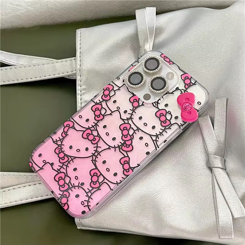 Protective Apple iPhone Back Cover - Hello Kitty 3D Pink Bow Laser Dual Shaded iPhone Case - Style 4