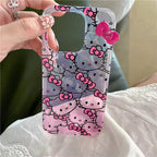 Protective Apple iPhone Back Cover - Hello Kitty 3D Pink Bow Laser Dual Shaded iPhone Case - Style 6