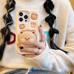 Samsung 3D Cute Teddy Bear Stand Phone Holder Soft Silicone Rubber Case Mobile Case by CoverMeUp - Style 4
