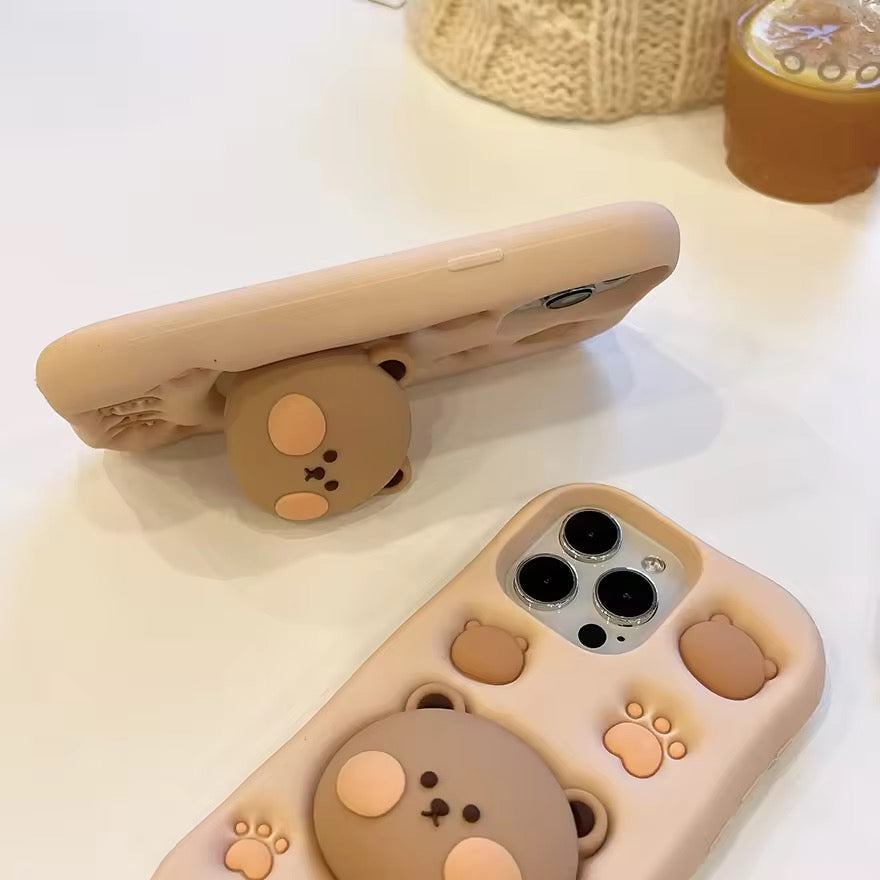 Samsung 3D Cute Teddy Bear Stand Phone Holder Soft Silicone Rubber Case Mobile Case by CoverMeUp - Style 5