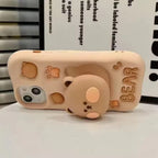 Samsung 3D Cute Teddy Bear Stand Phone Holder Soft Silicone Rubber Case Mobile Case by CoverMeUp - Style 2