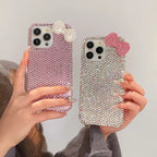 Protective Apple iPhone Back Cover - Premium Cute Diamond Rhinestone Glitter Bow iPhone Case