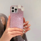 Protective Apple iPhone Back Cover - Premium Cute Diamond Rhinestone Glitter Bow iPhone Case - Style 4