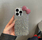 Protective Apple iPhone Back Cover - Premium Cute Diamond Rhinestone Glitter Bow iPhone Case - Style 2