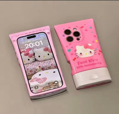 Pink Kitty Bow Glossy Kawaii Cleanser Tube Silicone iPhone Case