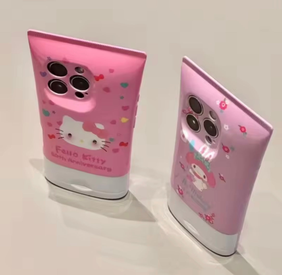 Protective Apple iPhone Back Cover - Pink Kitty Bow Glossy Kawaii Cleanser Tube Silicone iPhone Case - Style 5