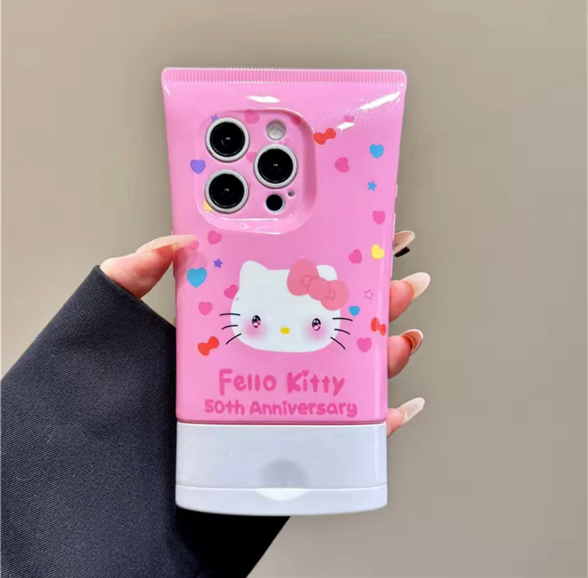 Pink Kitty Bow Glossy Kawaii Cleanser Tube Silicone iPhone Case