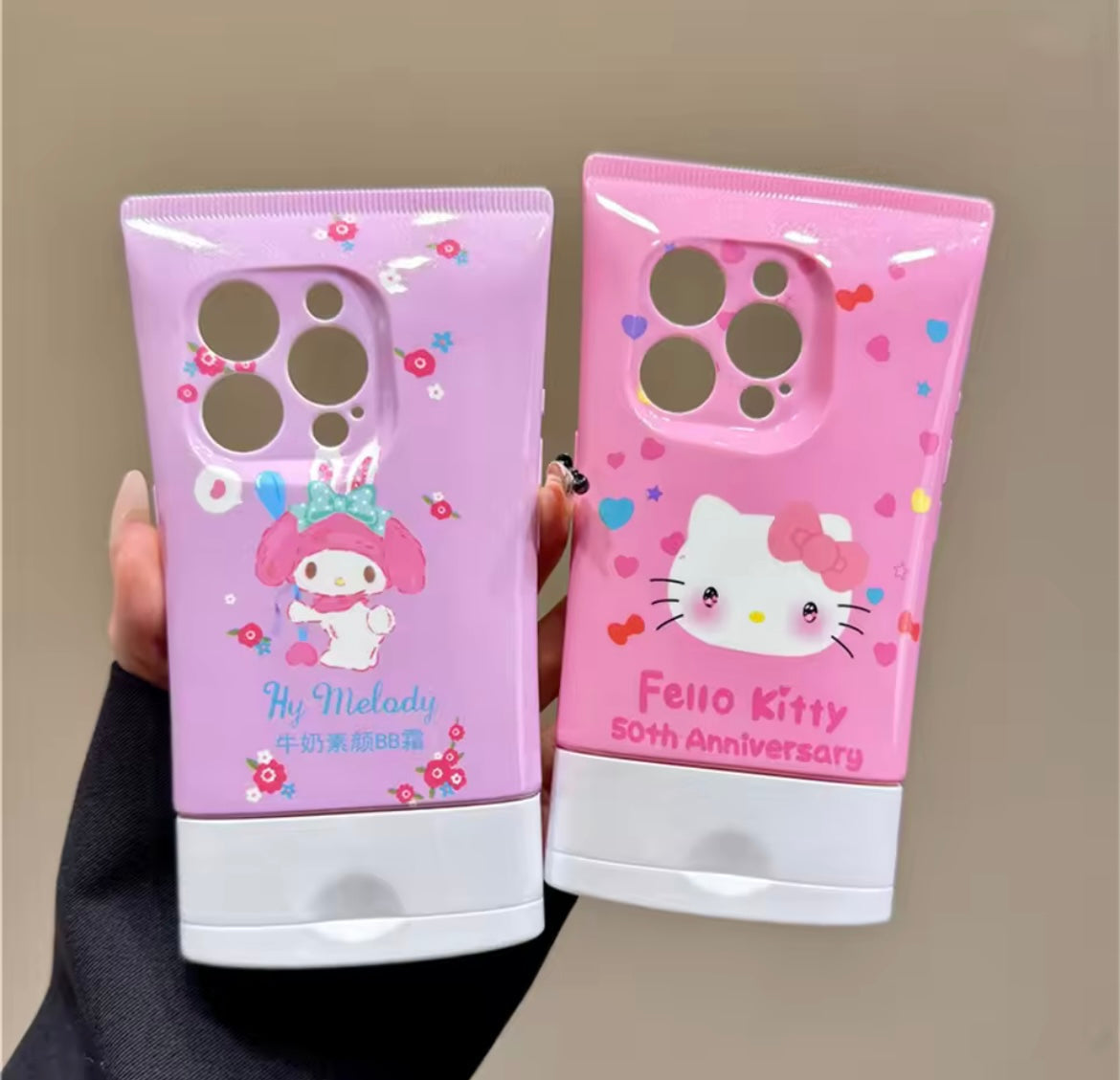 Protective Apple iPhone Back Cover - Pink Kitty Bow Glossy Kawaii Cleanser Tube Silicone iPhone Case