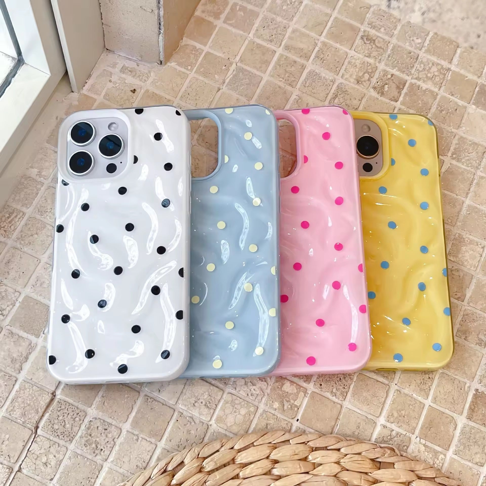 Protective Apple iPhone Back Cover - Cute Textured Candy Polka Dots Glossy Silicone iPhone Case - Style 4