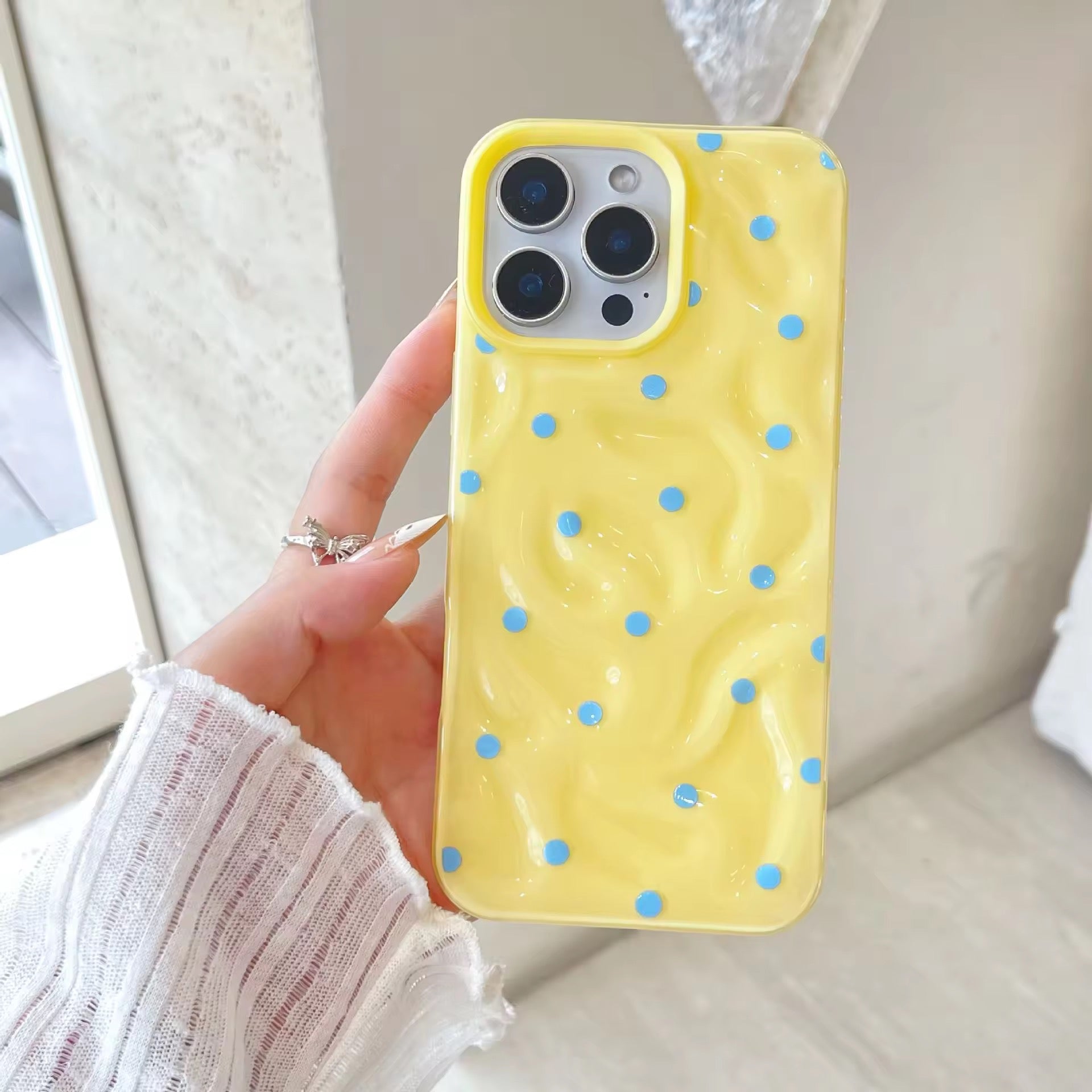 Protective Apple iPhone Back Cover - Cute Textured Candy Polka Dots Glossy Silicone iPhone Case - Style 5