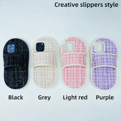 Slipper Black Woven Fabric Stylish iPhone Silicone Rubber Case