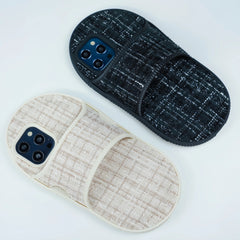 Slipper Black Woven Fabric Stylish iPhone Silicone Rubber Case