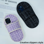 Protective Apple iPhone Back Cover - Slipper Black Woven Fabric Stylish iPhone Silicone Rubber Case - Style 4