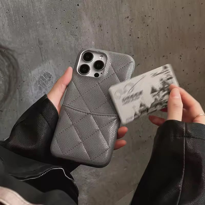 Protective Apple iPhone Back Cover - Premium Leather Card Holder iPhone Case - Style 7
