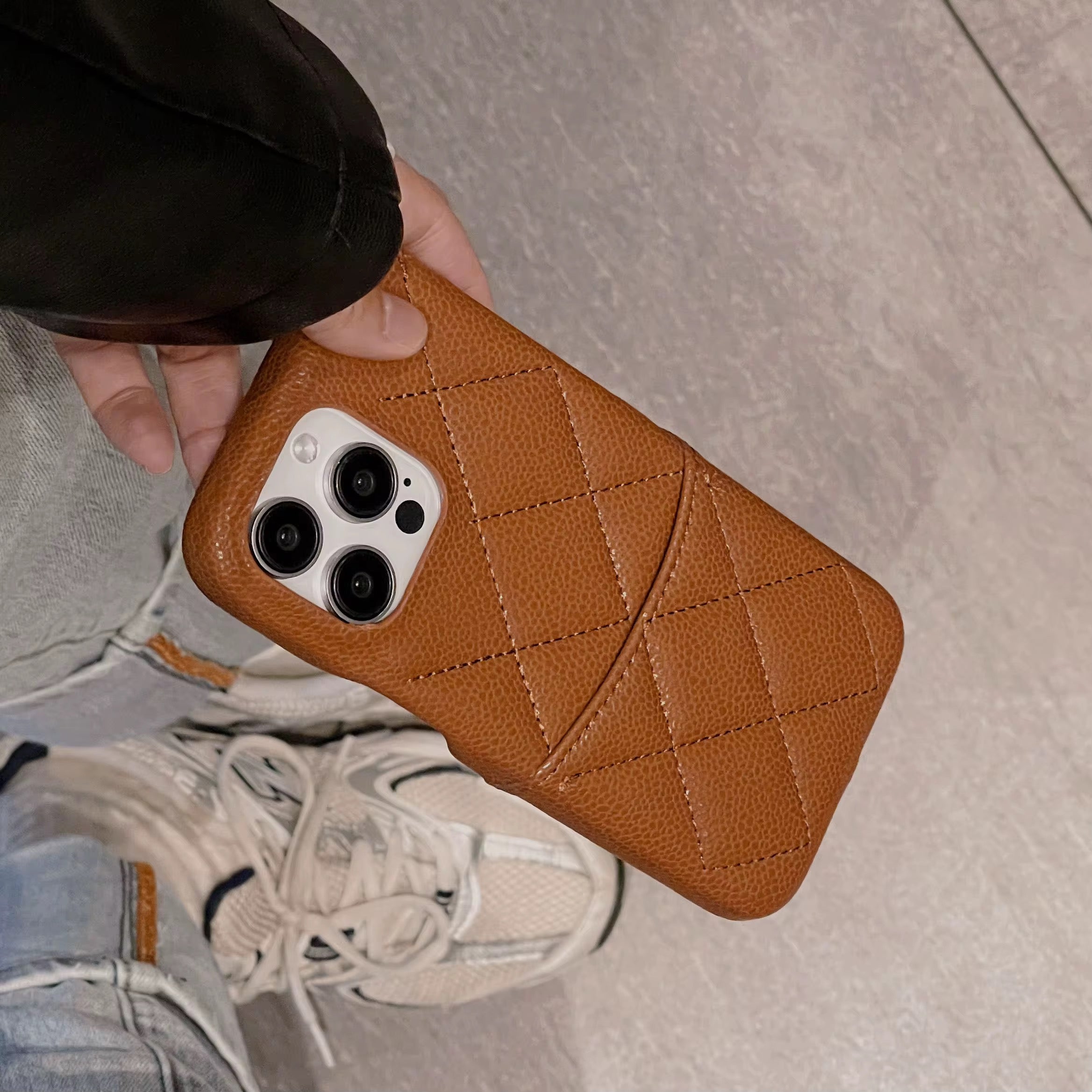 Protective Apple iPhone Back Cover - Premium Leather Card Holder iPhone Case - Style 12