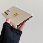 Samsung Premium Leather Textured Custom Initial Golden Metal Letter Case Mobile Case by CoverMeUp - Style 9