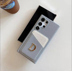 Samsung Premium Leather Card Holder Textured Custom Initial Golden Metal Letter Case Mobile Case by CoverMeUp - Style 3