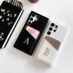 Samsung Premium Leather Card Holder Textured Custom Initial Golden Metal Letter Case Mobile Case by CoverMeUp - Style 6