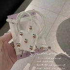 Protective Apple iPhone Back Cover - 3D Cherry Silver Bow Silver iPhone Adapter Charger Cable Wire Protector Set - Style 3